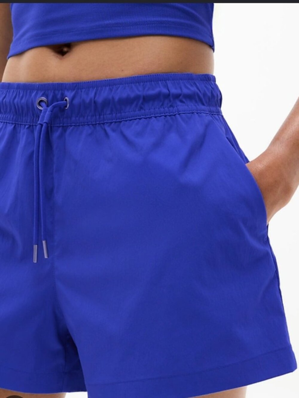 Athleta Midday Mid Rise Poplin Shorts Blue XS Athletic